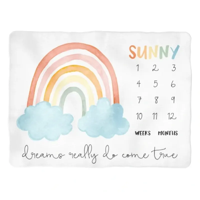 Sugar + Maple Personalized Colorful Rainbow Milestone Blanket - cutbabycare.com | baby boutique & care hub* Flash Sale