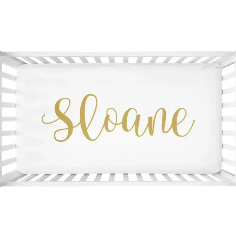 Sugar + Maple Personalized Crib Sheet | Centered Name - cutbabycare.com | baby boutique & care hub* Best Sale