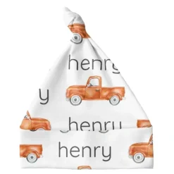 Sugar + Maple Personalized Knotted Baby Hat | Truck Orange - cutbabycare.com | baby boutique & care hub* New