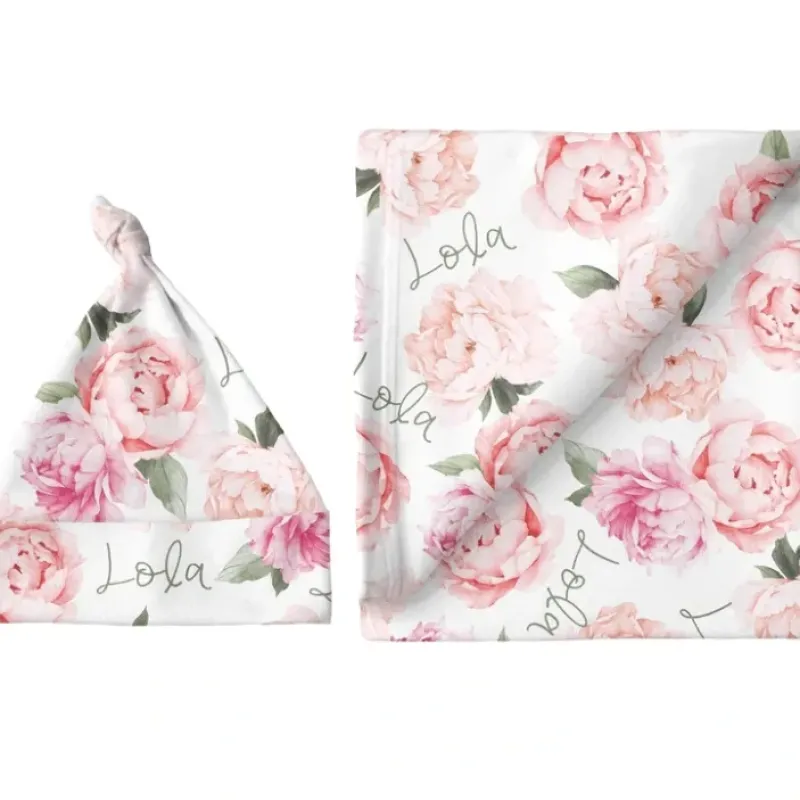 Sugar + Maple Personalized Small Blanket & Hat Set | Peach Peony Blooms - cutbabycare.com | baby boutique & care hub* Clearance