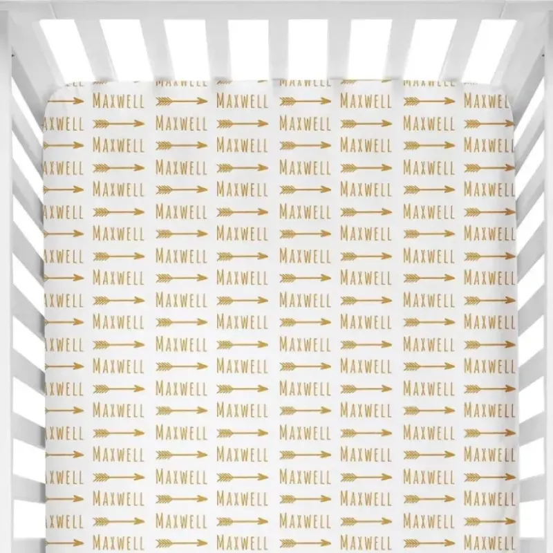 Sugar + Maple Personalized Crib Sheet | Arrow - cutbabycare.com | baby boutique & care hub* Best Sale