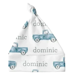 Sugar + Maple Personalized Knotted Baby Hat | Truck Blue - cutbabycare.com | baby boutique & care hub* Online