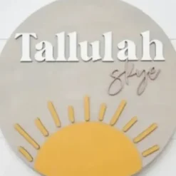 Sugar + Maple Round Personalized Wood Name Sign | Sunshine - cutbabycare.com | baby boutique & care hub* Cheap