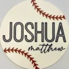 Sugar + Maple Round Personalized Wood Name Sign | Baseball - cutbabycare.com | baby boutique & care hub* New