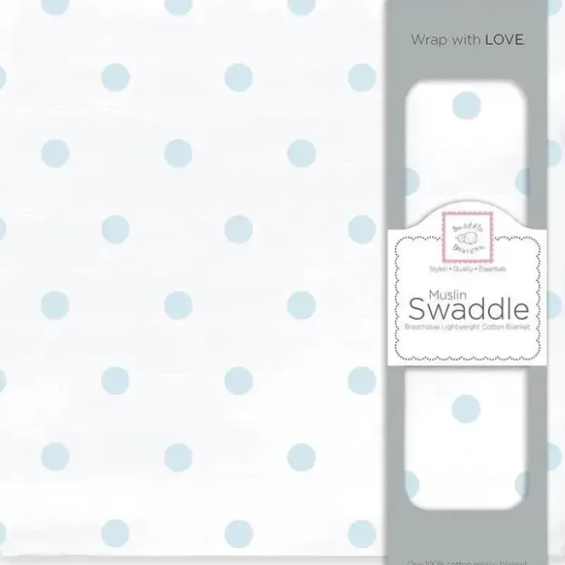 Swaddle Designs - Blue French Dots Muslin Swaddle Blanket - cutbabycare.com | baby boutique & care hub* Shop