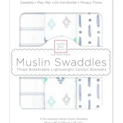 Swaddle Designs - 3Pk Muslin Swaddle Blankets, Indigo Denim - cutbabycare.com | baby boutique & care hub* Shop