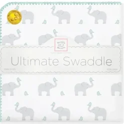 Swaddle Designs - Ultimate Swaddle Blanket, Elephant & Chickies, Seacrystal - cutbabycare.com | baby boutique & care hub* Best Sale