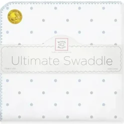 Swaddle Designs - Ultimate Swaddle Blanket, Pastel Blue And Sterling Dots - cutbabycare.com | baby boutique & care hub* Best Sale