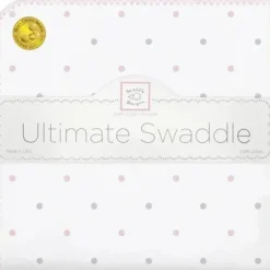 Swaddle Designs - Ultimate Swaddle Blanket, Pastel Pink & Sterling Dots - cutbabycare.com | baby boutique & care hub* Discount