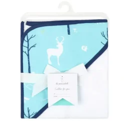 The Peanutshell 76cm Cotton Hooded Bath/Pool Baby Drying Towel Teal Woodland - cutbabycare.com | baby boutique & care hub* Sale