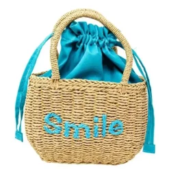 Tiny Treats - Girls Wicker Basket Message Handbag, Smile Teal - cutbabycare.com | baby boutique & care hub* Clearance