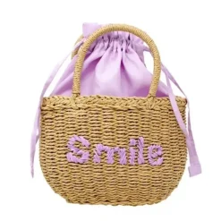 Tiny Treats - Girls Wicker Basket Message Handbag, Smile Purple - cutbabycare.com | baby boutique & care hub* Cheap