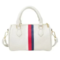 Tiny Treats - Leather Striped Duffle Handbag, White - cutbabycare.com | baby boutique & care hub* Cheap