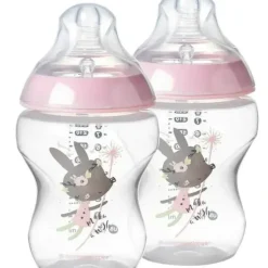 Tommee Tippee - 9Oz 2Pk Closer to Nature Decorated Bottle, Pink - cutbabycare.com | baby boutique & care hub* Cheap