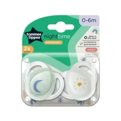 Tommee Tippee Nighttime soother, 0-6 months, 2 pack of glow in the dark soothers with reusable steriliser pod - cutbabycare.com | baby boutique & care hub* Discount