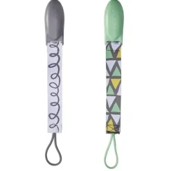 Tomy JJ Cole 2 pk Pacifier Clips, Green/Gray - cutbabycare.com | baby boutique & care hub* Flash Sale
