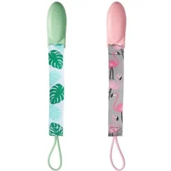 Tomy JJ Cole 2 pk Pacifier Clips, Flamingo/Tropical - cutbabycare.com | baby boutique & care hub* Online