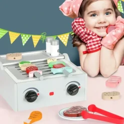 Traderight Group Kids Kitchen Play Set Wooden Toys Children Cooking BBQ Role Food Home Cookware - cutbabycare.com | baby boutique & care hub* Cheap