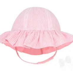 Wee Ones - Girls Reversible Ruffle Brim Seersucker Sun Hat, Pink Stripes - cutbabycare.com | baby boutique & care hub* Sale