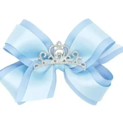 Wee Ones - Princess Grosgrain Hair Bow with Satin, Blue - cutbabycare.com | baby boutique & care hub* Sale
