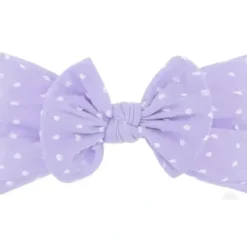 Wee Ones - Soft Shabby Dot Nylon Girls Baby Band With Matching Bowtie, Light Orchid - cutbabycare.com | baby boutique & care hub* Sale