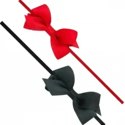 Wee Ones Two Wee Satin Bows On Bands - Red And Black - cutbabycare.com | baby boutique & care hub* Store