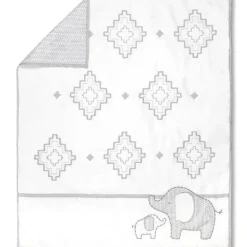 Wendy Bellissimo Hudson Elephant Reversible Quilt, Grey/White - cutbabycare.com | baby boutique & care hub* Cheap