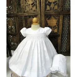 Will' Beth - Smocked Dress With Bonnet, White - cutbabycare.com | baby boutique & care hub* Best