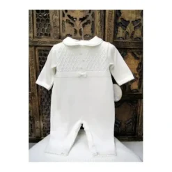 Will' Beth Ivory knit with a touch of tiny pink embroidered flowers, Coverall & Blanket Set, White/Pink - cutbabycare.com | baby boutique & care hub* Online