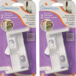 Shop All|4x dreambaby 10cm Dual-Action Adhesive Double Lock For Drawers/Cupboards White - cutbabycare.com | baby boutique & care hub