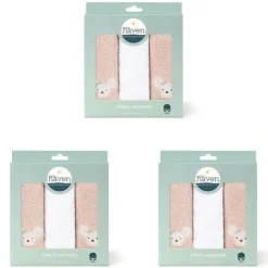 Bath Potty|3x 3pc Little Haven Cotton Hooded Gentle Baby Wash Cloths Wild Flower 25.5cm - cutbabycare.com | baby boutique & care hub