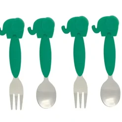 Shop All|2x 2pc Marcus & Marcus BPA Free Spoon & Fork Cutlery Set Baby 3m+ Green Elephant - cutbabycare.com | baby boutique & care hub