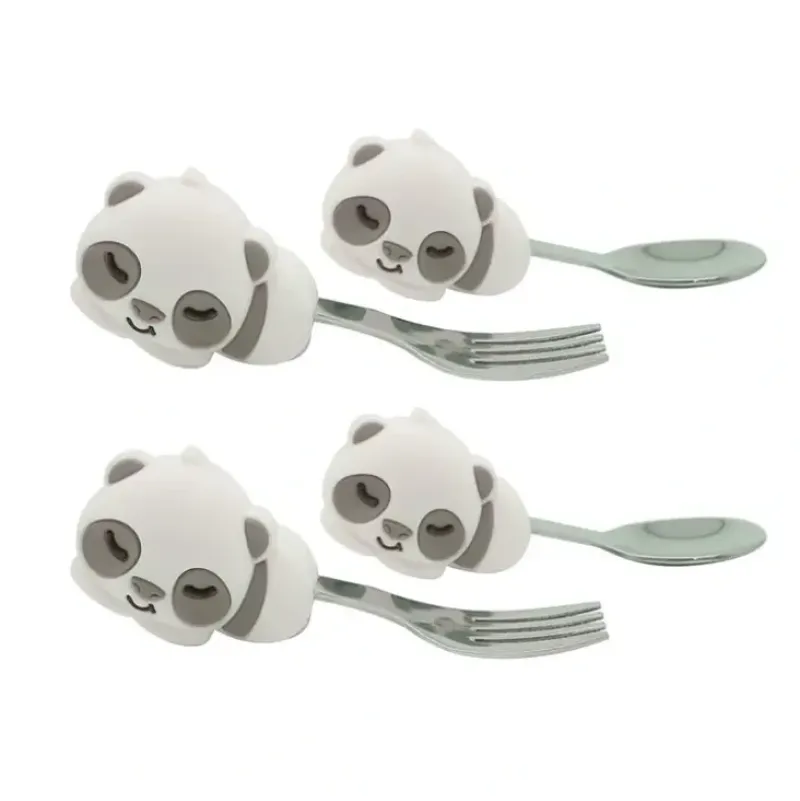 Shop All|2x 2pc Marcus & Marcus Pebbles Panda Palm Grasp Cutlery Spoon/Fork Baby 18m+ Gry - cutbabycare.com | baby boutique & care hub