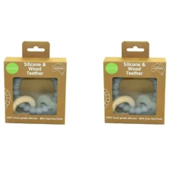 Shop All|2x Playette Silicone And Wood Baby/Infant Heart Teether/Chew Play Toy Grey 4m+ - cutbabycare.com | baby boutique & care hub