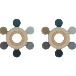 Shop All|2x Playground Multi-Surface Baby 11cm Silicone/Wood Teething Wheel 3m+ Steel BLU - cutbabycare.com | baby boutique & care hub