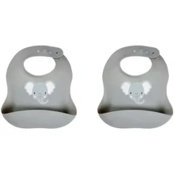 Shop All|2x Splosh Baby Elephant Silicone Feeding Bib Adjustable Food Catcher 24cm GRY 0+ - cutbabycare.com | baby boutique & care hub