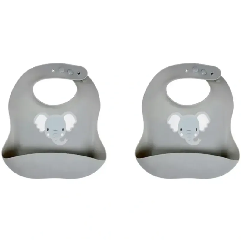 Shop All|2x Splosh Baby Elephant Silicone Feeding Bib Adjustable Food Catcher 24cm GRY 0+ - cutbabycare.com | baby boutique & care hub