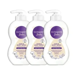 Shop All|3x Swisspers Baby Cotton Milk Gentle All-In-One Hair & Body Wash Cleanser 500ml - cutbabycare.com | baby boutique & care hub