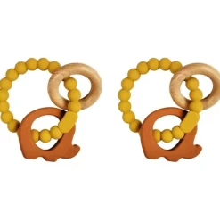 Shop All|2x Urban Elephant 14cm Silicone Teether Ring Baby/Infant Toy Mustard & Natural - cutbabycare.com | baby boutique & care hub