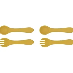 Shop All|2x Urban Products 13.5cm Silicone My First Cutlery Spoon/Fork Kids Mustard 6M+ - cutbabycare.com | baby boutique & care hub