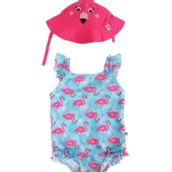Zoocchini - 2Pk Baby Ruffled Swimsuit & Sun Hat Set, Flamingo - cutbabycare.com | baby boutique & care hub* Sale