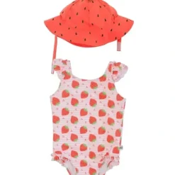 Zoocchini - 2Pk Baby Ruffled Swimsuit & Sun Hat Set, Strawberry - cutbabycare.com | baby boutique & care hub* Hot