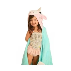 Zoocchini Kids Plush Terry Hooded Bath Towel Allie the Alicorn, Pink/Green - cutbabycare.com | baby boutique & care hub* Flash Sale